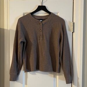 Old Navy Brown Waffle Knit Henley Top